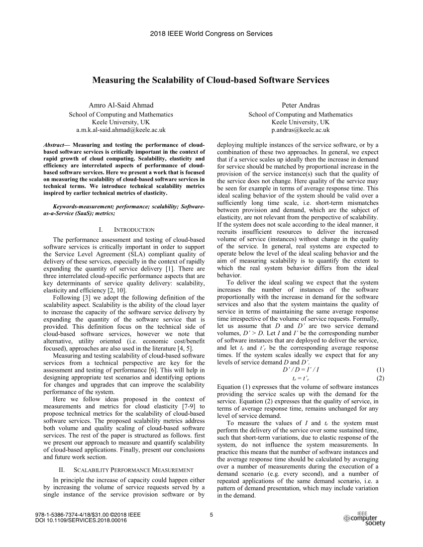 Pdf Measuring The Scalability Of Cloud Based Software Services