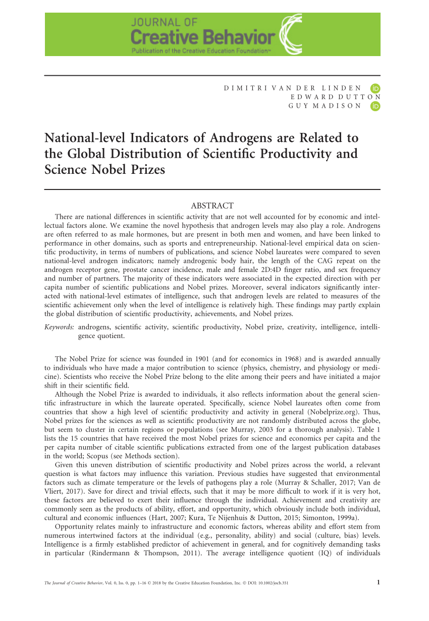 PDF) National‐level Indicators of Androgens are Related to the ...