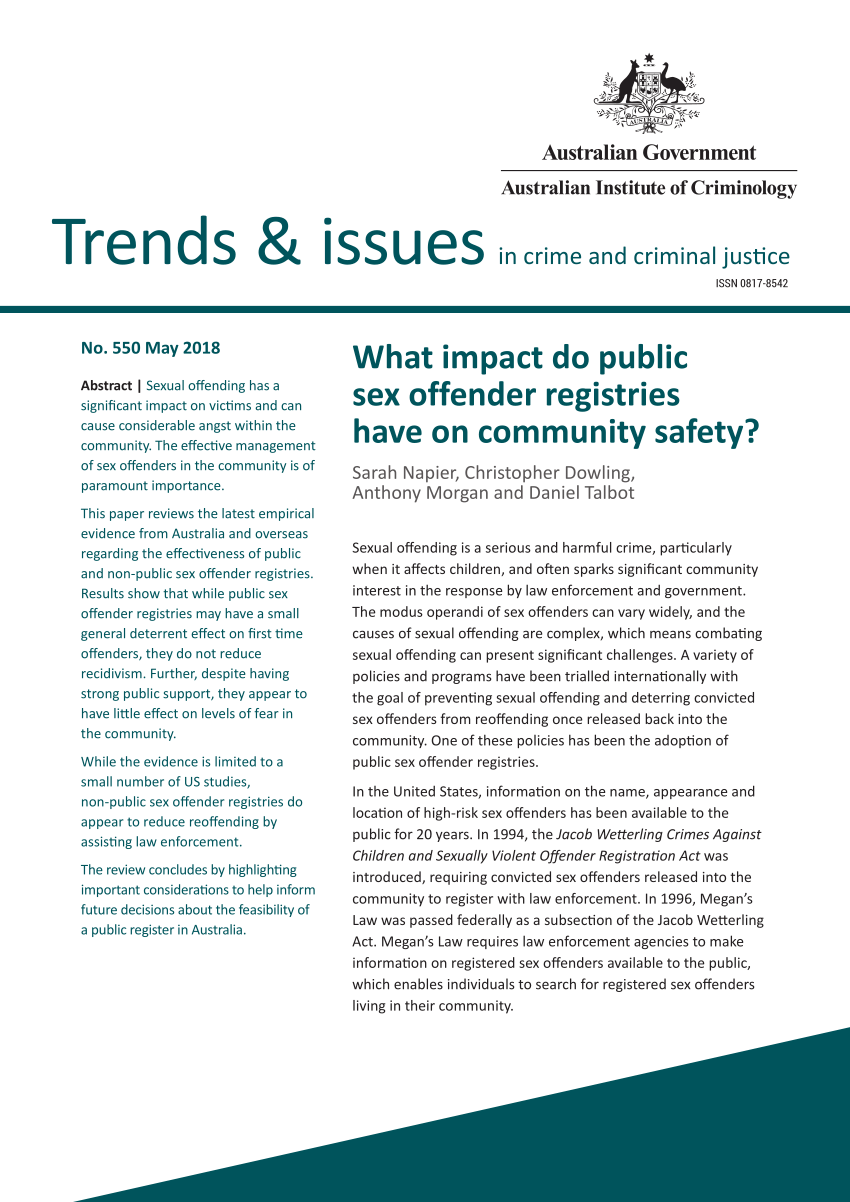 PDF) What impact do public sex offender registries have on community safety?