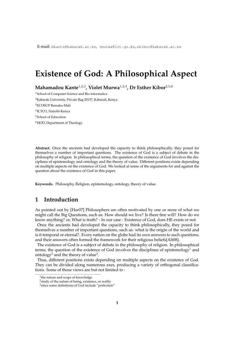 god's existence philosophy essay