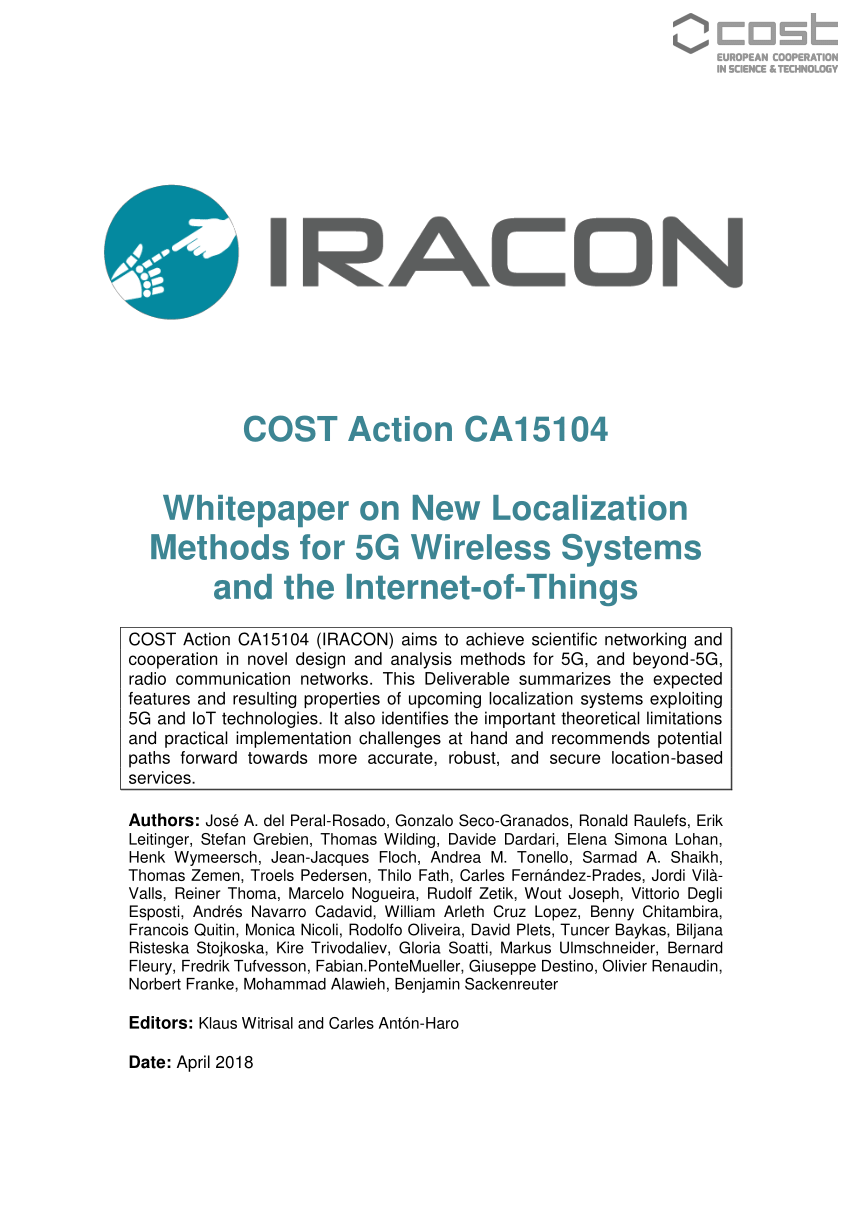 PDF) Whitepaper on New Localization Methods for 5G Wireless