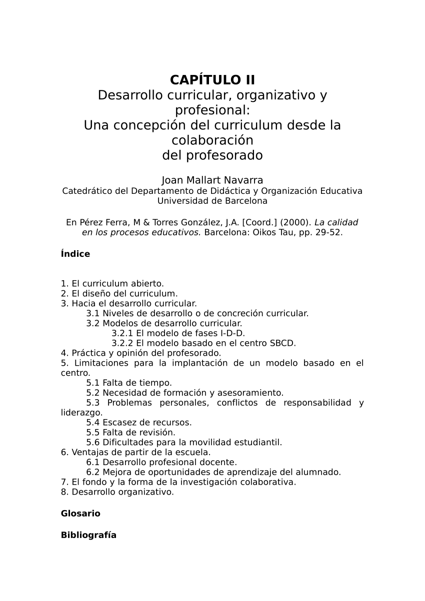 PDF) Desarrollo curricular, organizativo y profesional: una concepción currículum desde la del profesorado.