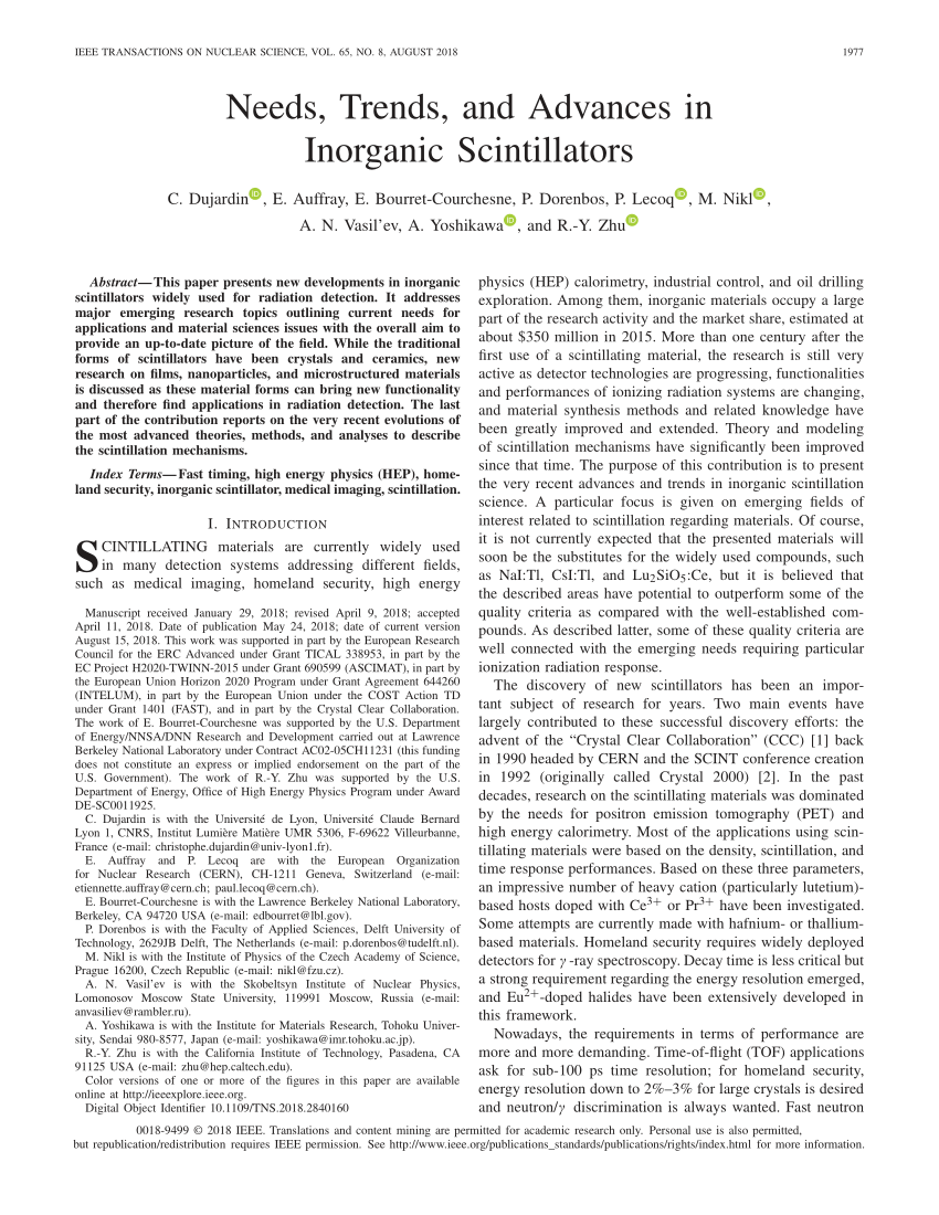 physical processes in inorganic scintillators