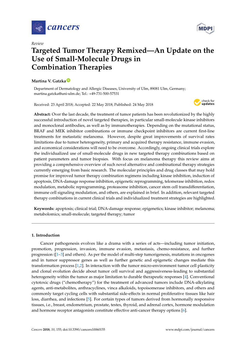 Pdf Targeted Tumor Therapy Remixed—an Update On The Use Of Small Molecule Drugs In Combination 1880