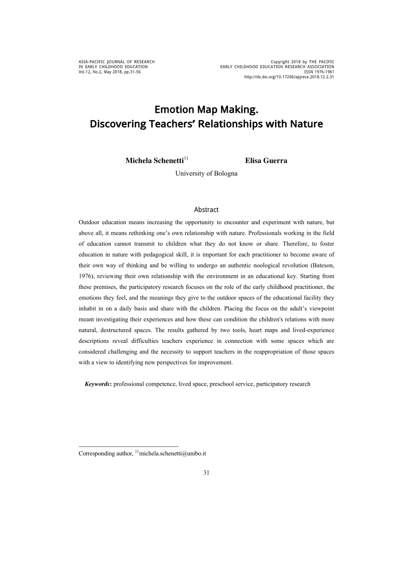 Pdf Emotion Map Making Discovering Teachers Relationships With Nature