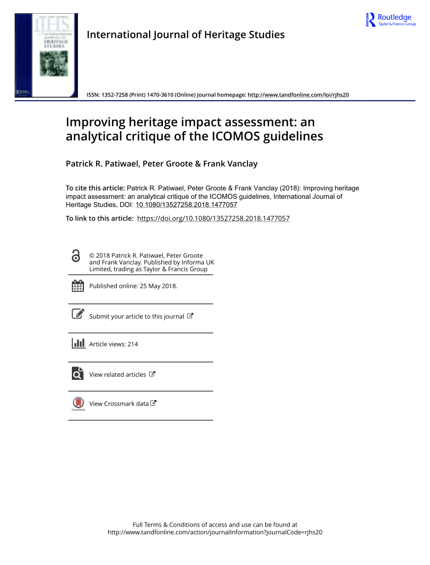 Pdf Improving Heritage Impact Assessment An Analytical Critique Of The Icomos Guidelines 0930