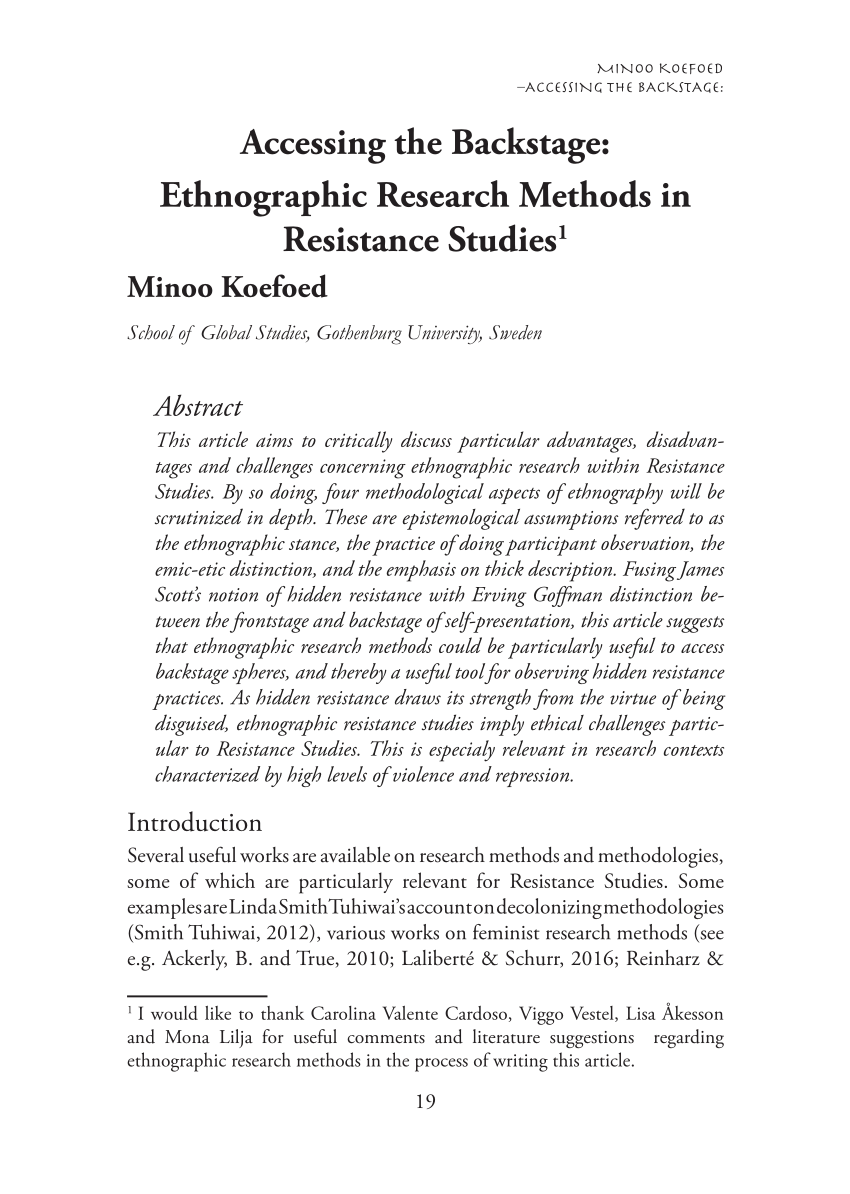 scholarly articles on ethnographic research