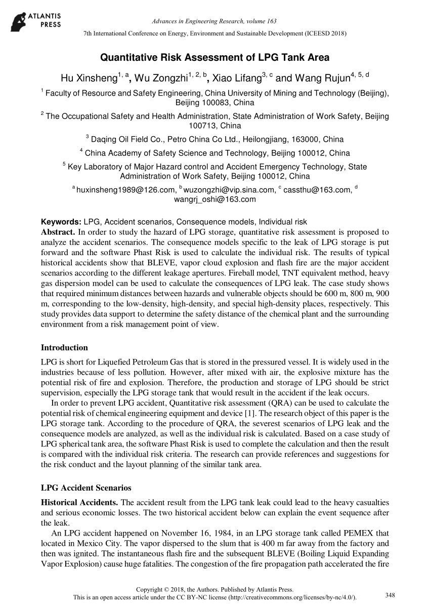 quantitative risk assessment methodology for lpg installations