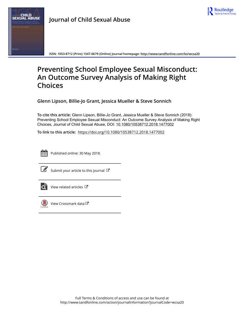 Pdf Preventing School Employee Sexual Misconduct An Outcome Survey Analysis Of Making Right 7537