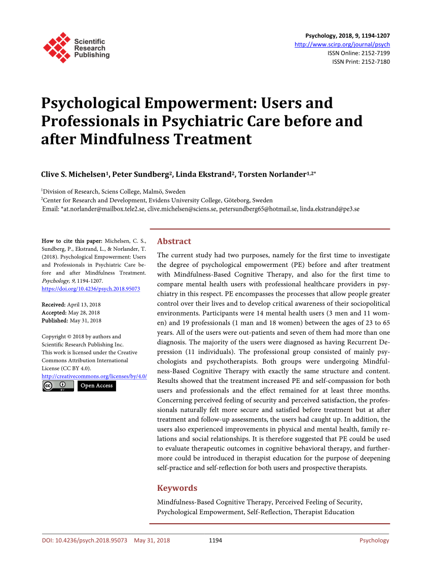 research papers on psychological empowerment