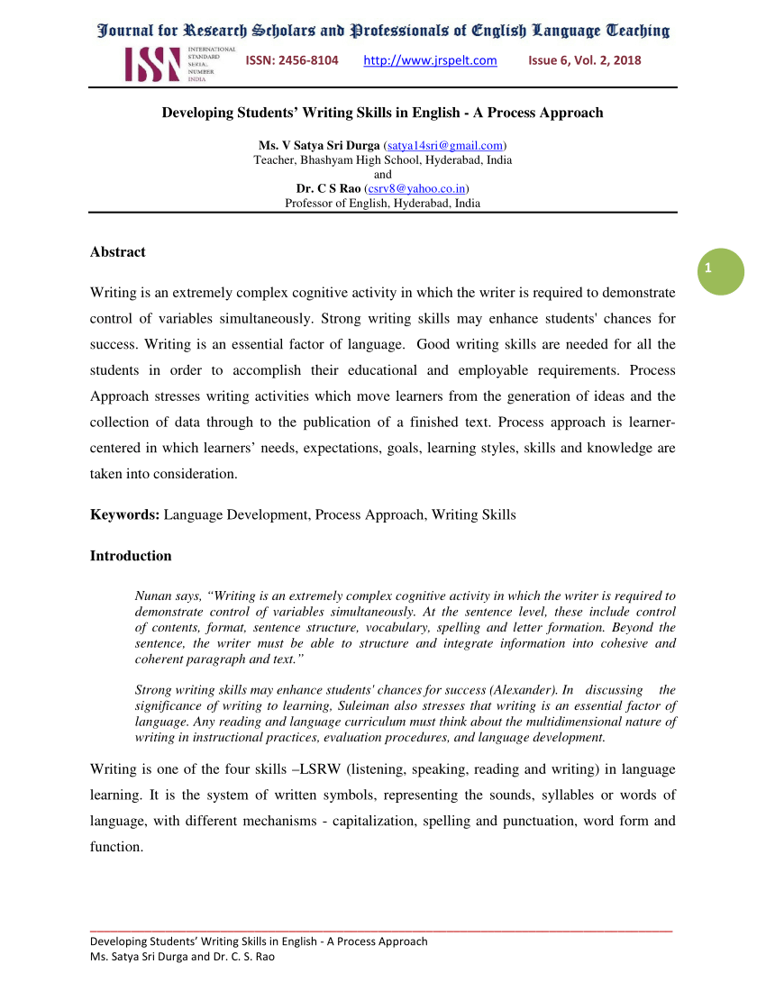 thesis about writing skills pdf