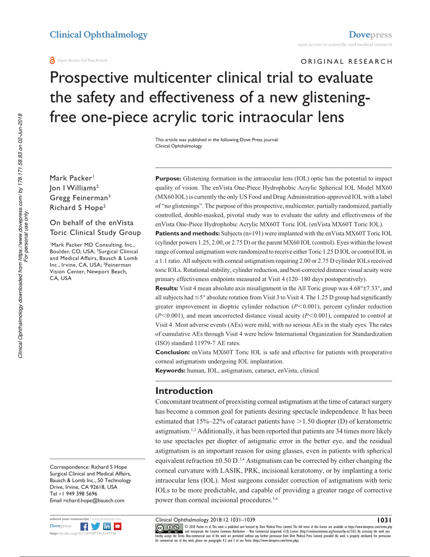 (PDF) Prospective multicenter clinical trial to evaluate