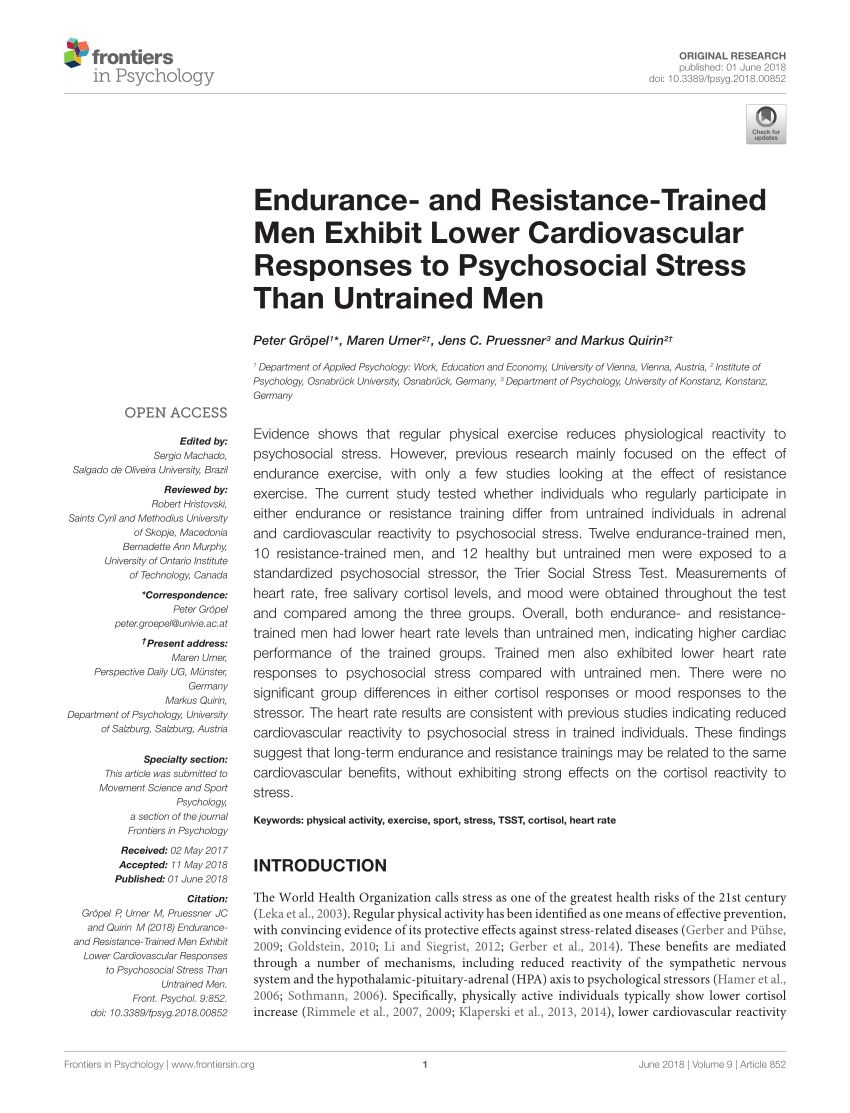 kardinal vaccination Barnlig PDF) Endurance- and Resistance-Trained Men Exhibit Lower Cardiovascular  Responses to Psychosocial Stress Than Untrained Men