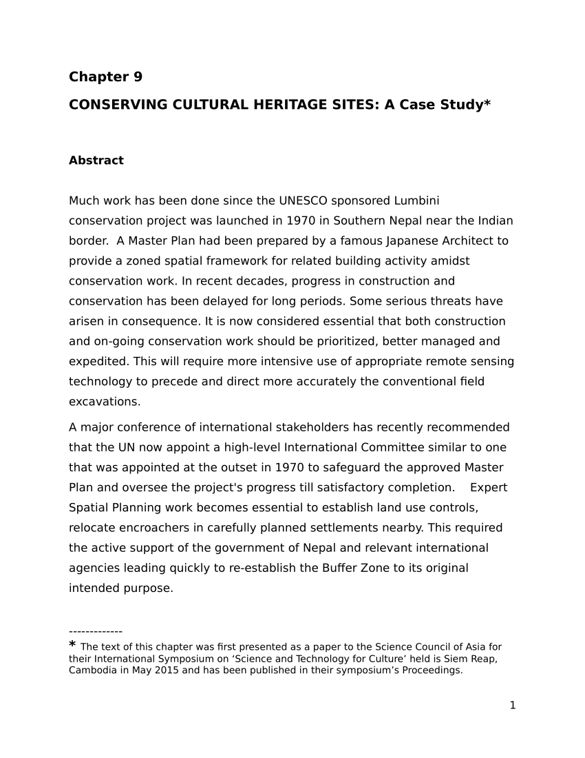 cultural heritage research report