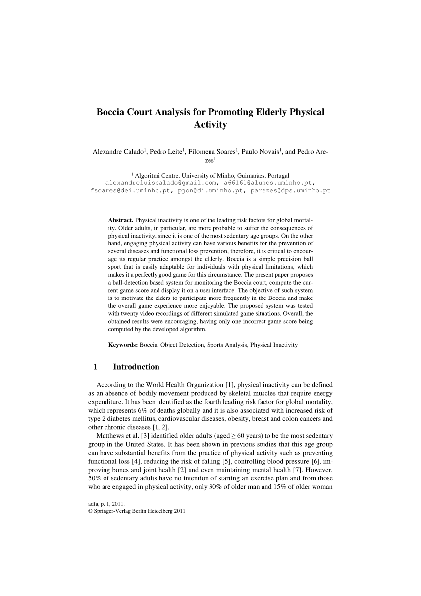 PDF Boccia Court Analysis for Promoting Elderly Physical Activity