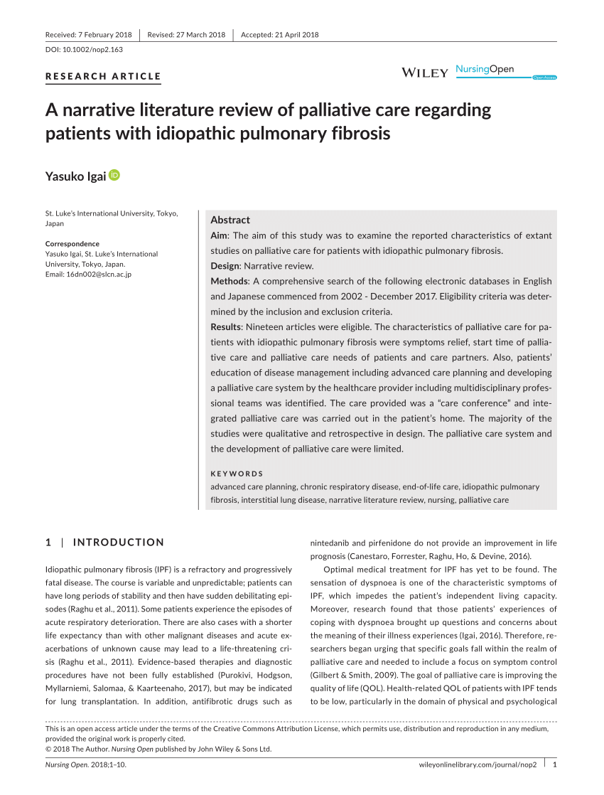 narrative literature review palliative care