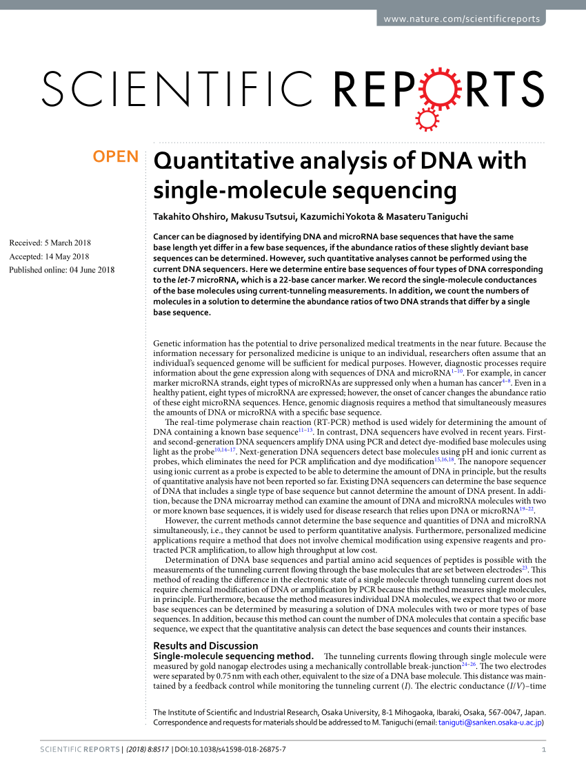 Pdf Quantitative Analysis Of Dna With Single Molecule Sequencing