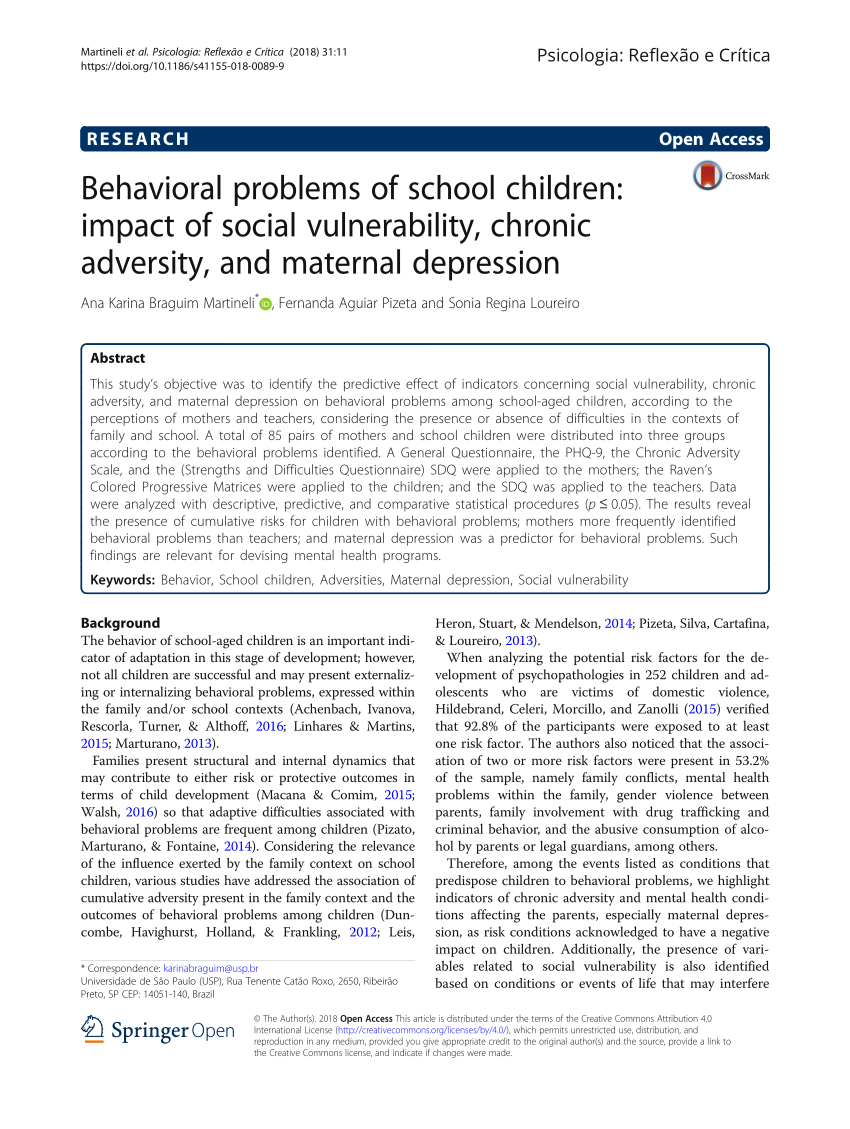 thesis about behavior problems of students