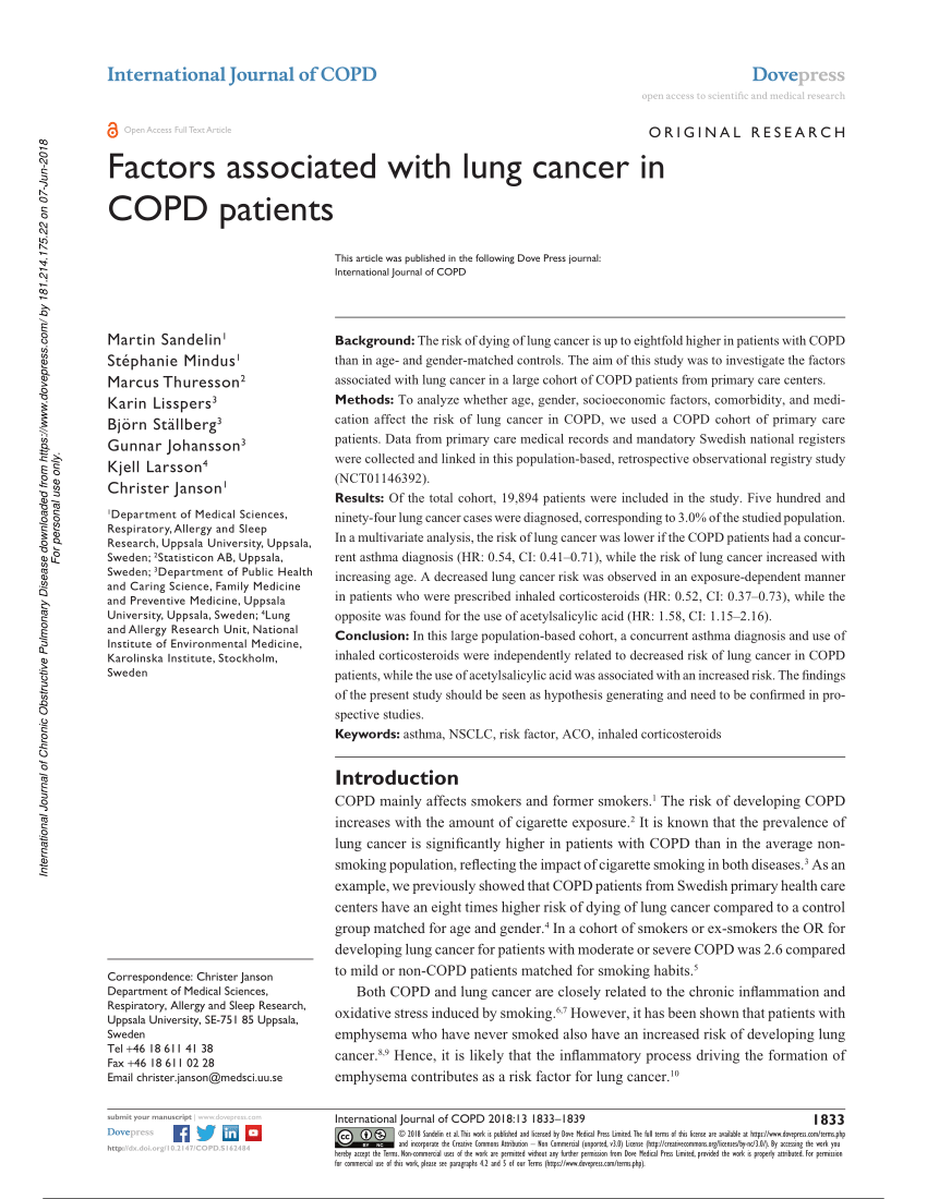 Pdf Factors Associated With Lung Cancer In Copd Patients