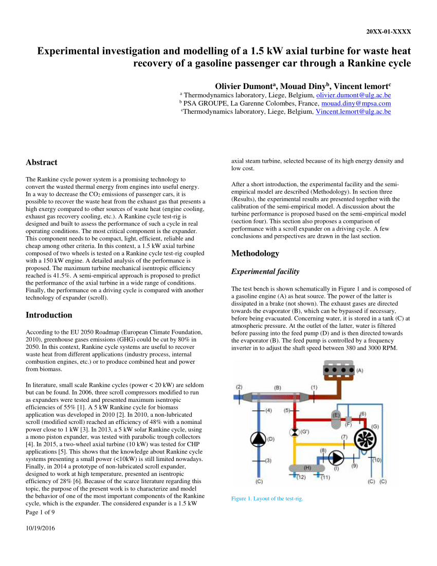 experimental investigation and modelling