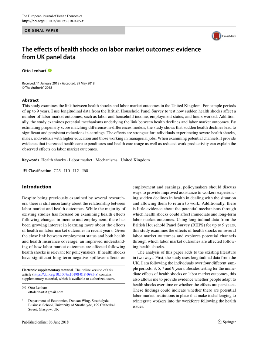 causal effect of health on labor market outcomes experimental evidence