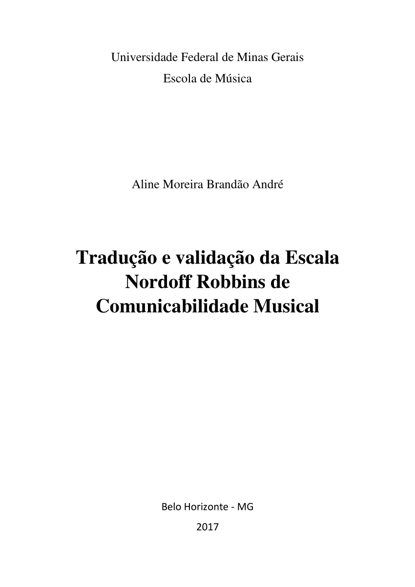 PDF) Tradução e validação da Escala Nordoff Robbins de Comunicabilidade  Musical