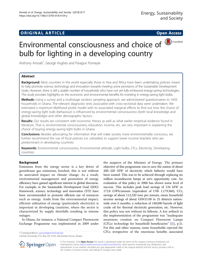 environmental consciousness research paper