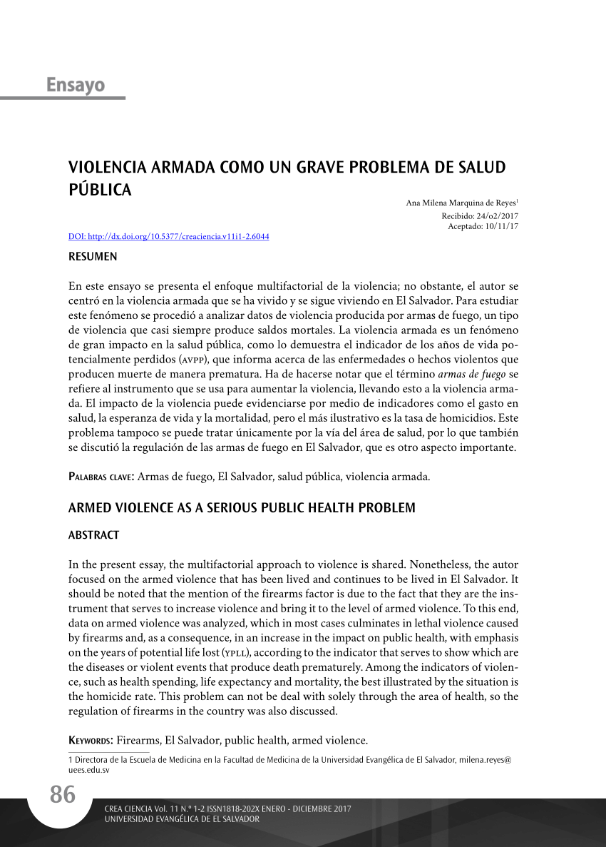 PDF Violencia armada como un grave problema de salud p blica