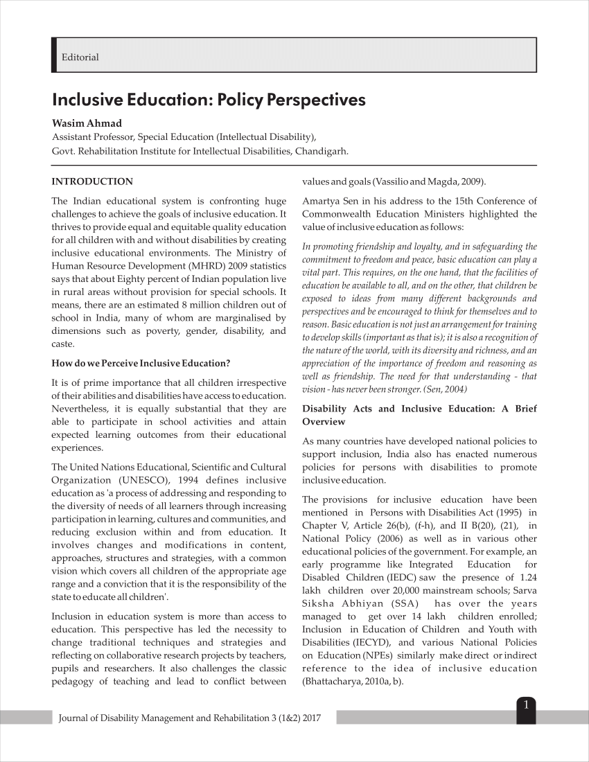 inclusive education essay pdf