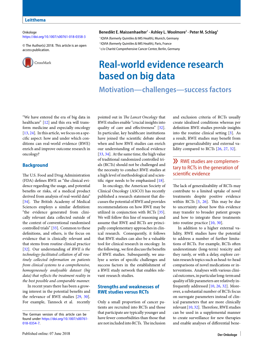 real world evidence research based on big data