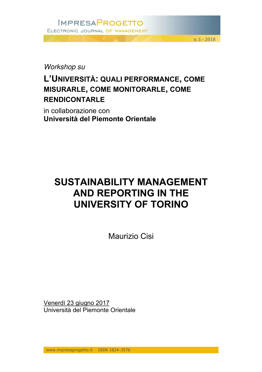 Pdf Sustainability Management And Reporting In The University Of Torino