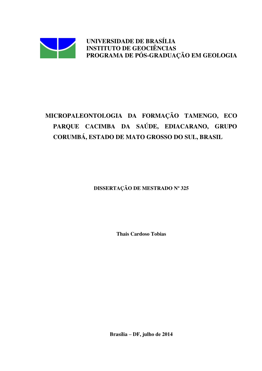 (PDF) MICROPALEONTOLOGIA DA FORMAÇÃO TAMENGO, ECO PARQUE CACIMBA DA ...