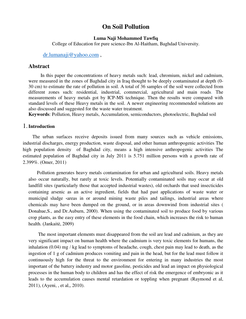 soil pollution research topics