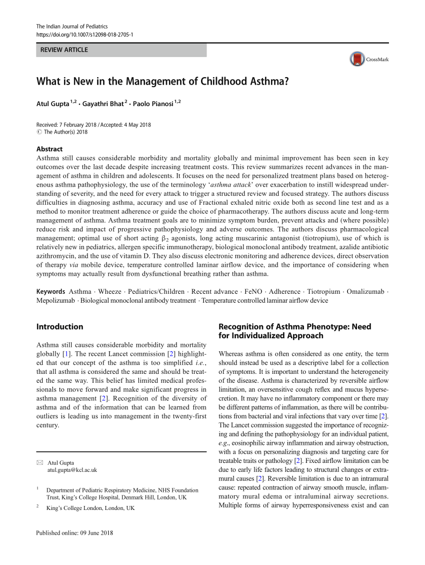 childhood asthma research paper