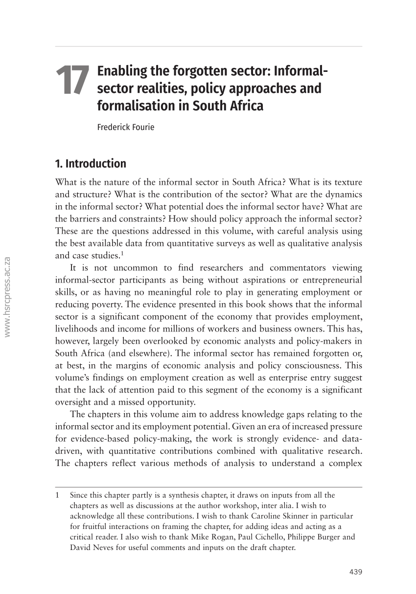informal sector in south africa essay