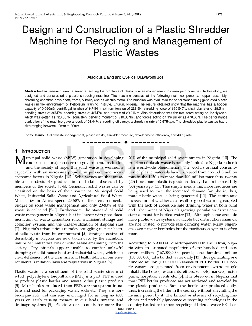 plastic shredder machine thesis