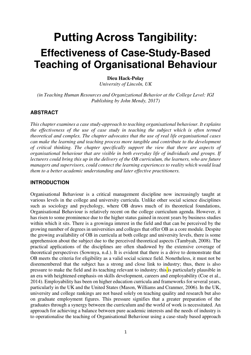 case study in organizational behaviour