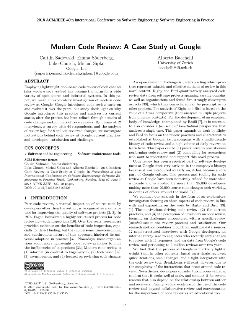 modern code review a case study at google
