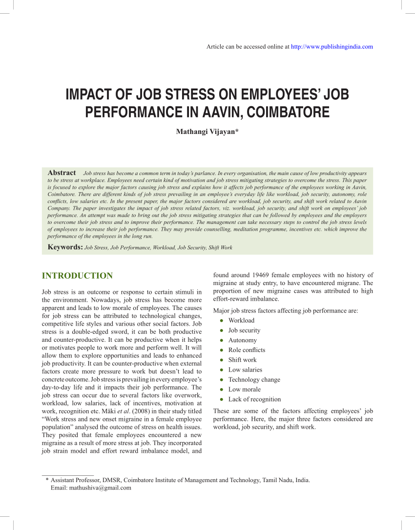 research paper on job performance
