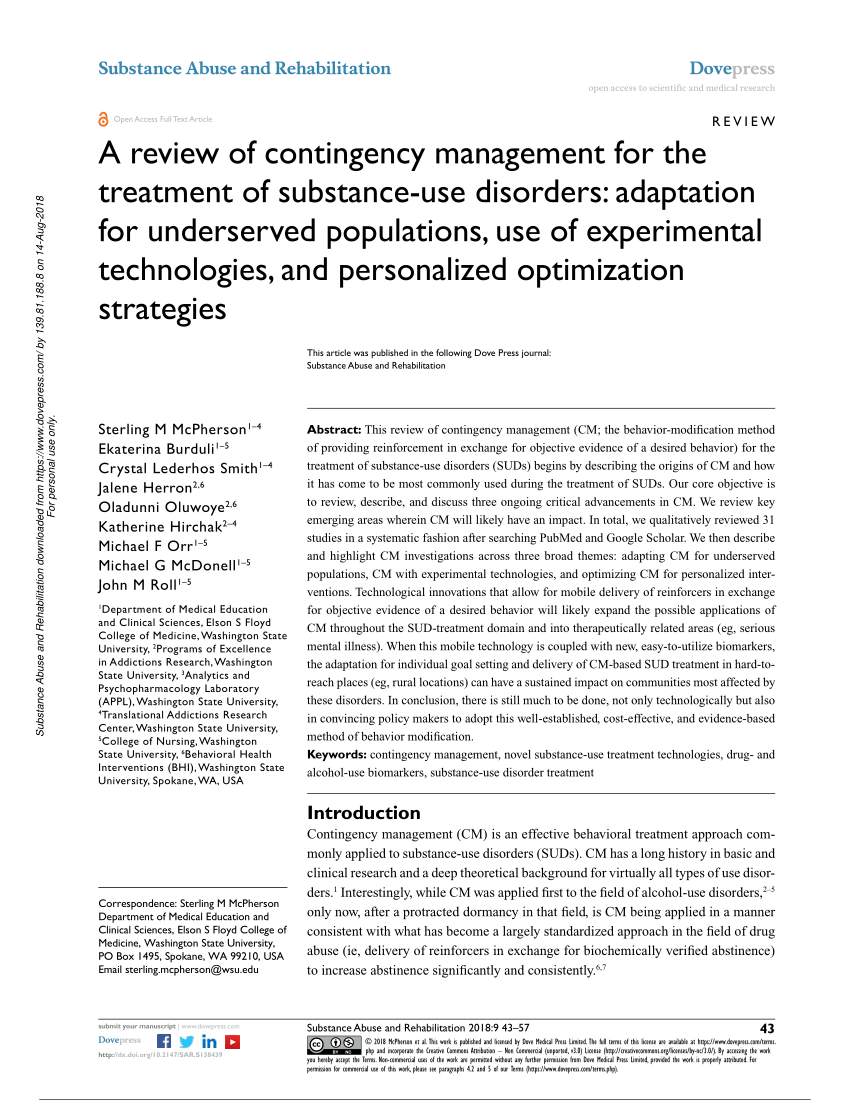 contingency management research articles
