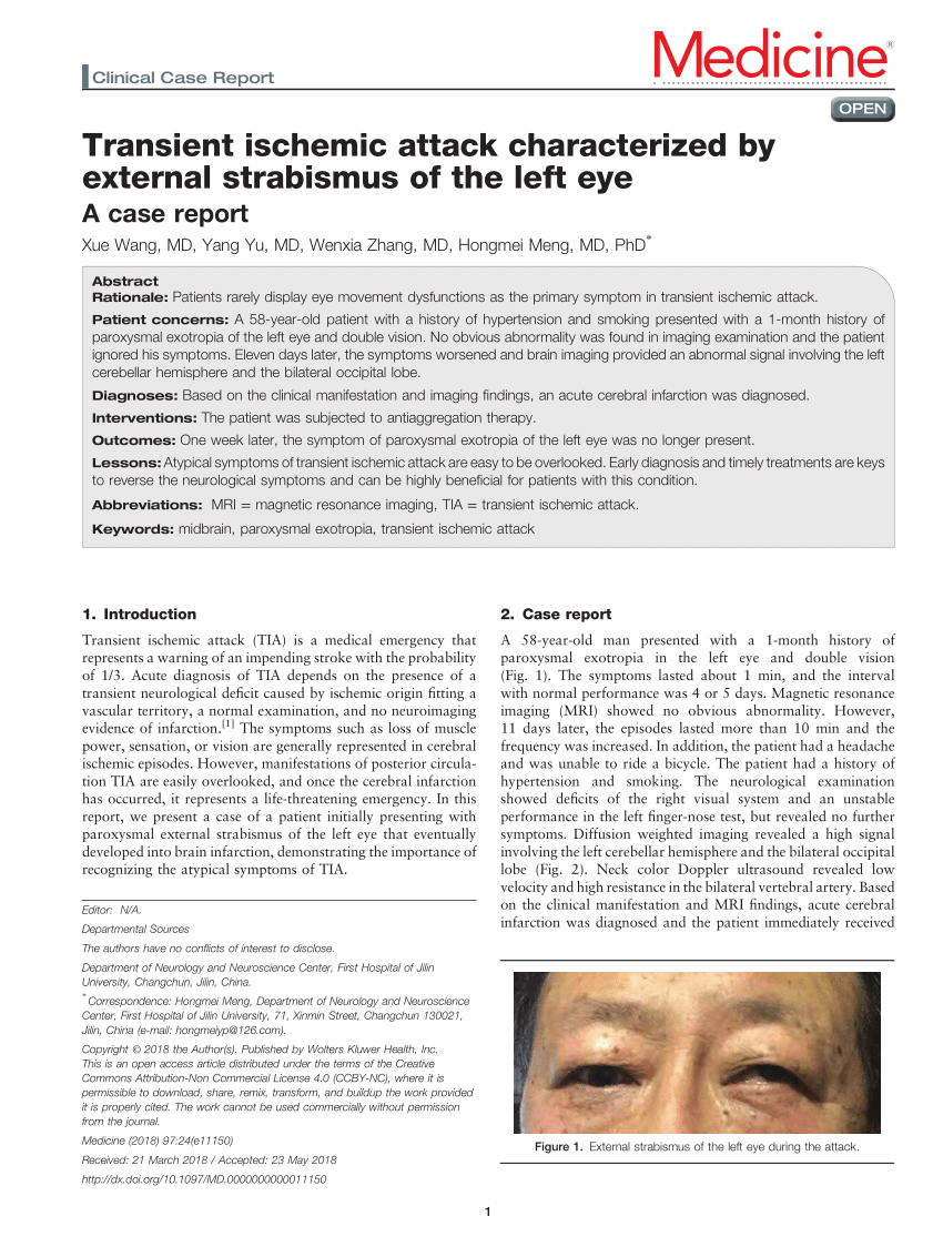 case study transient ischemic attack