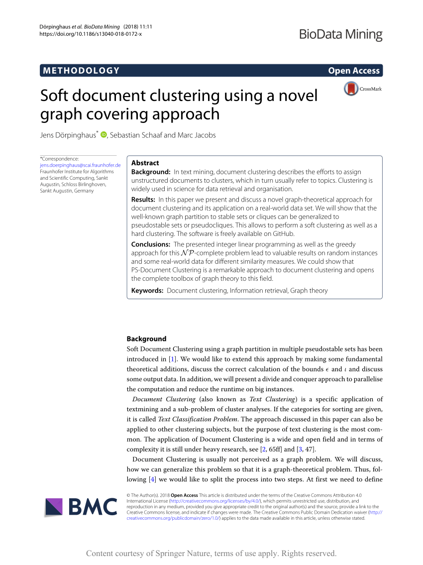 Pdf Soft Document Clustering Using A Novel Graph Covering Approach