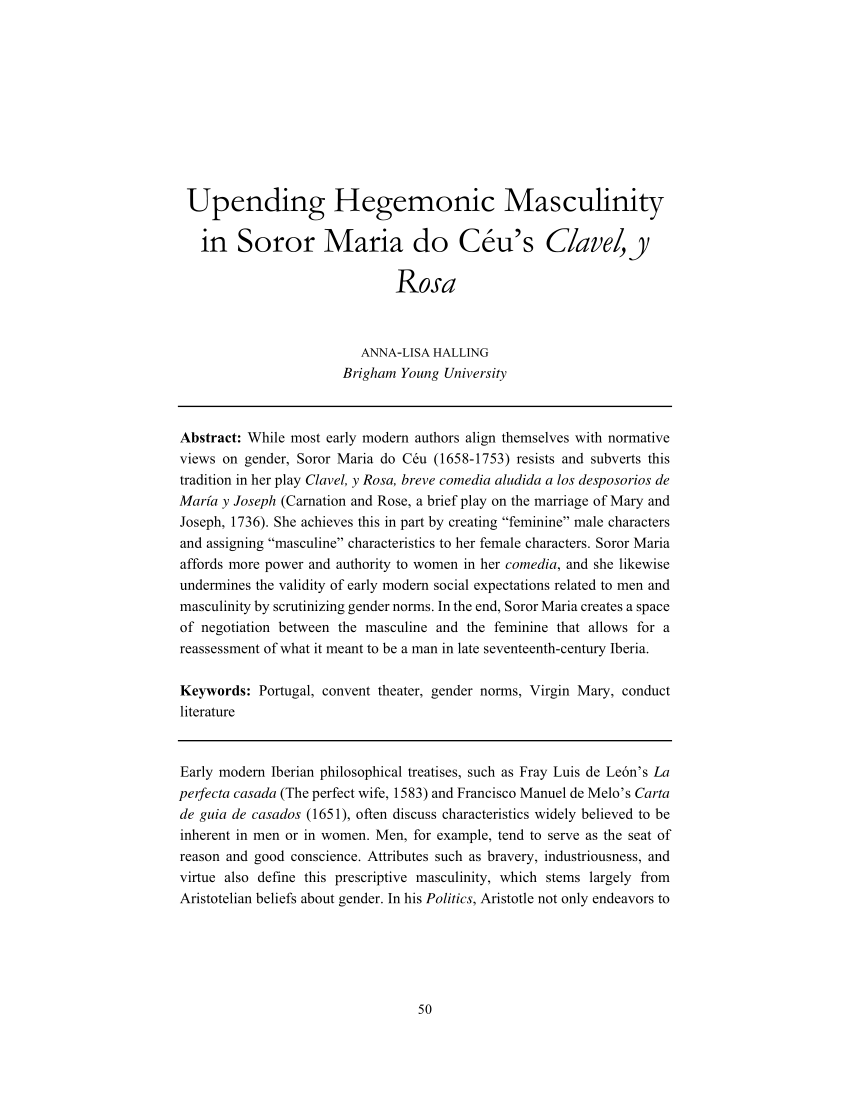 PDF) Upending Hegemonic Masculinity in Soror Maria do Cu's Clavel ...