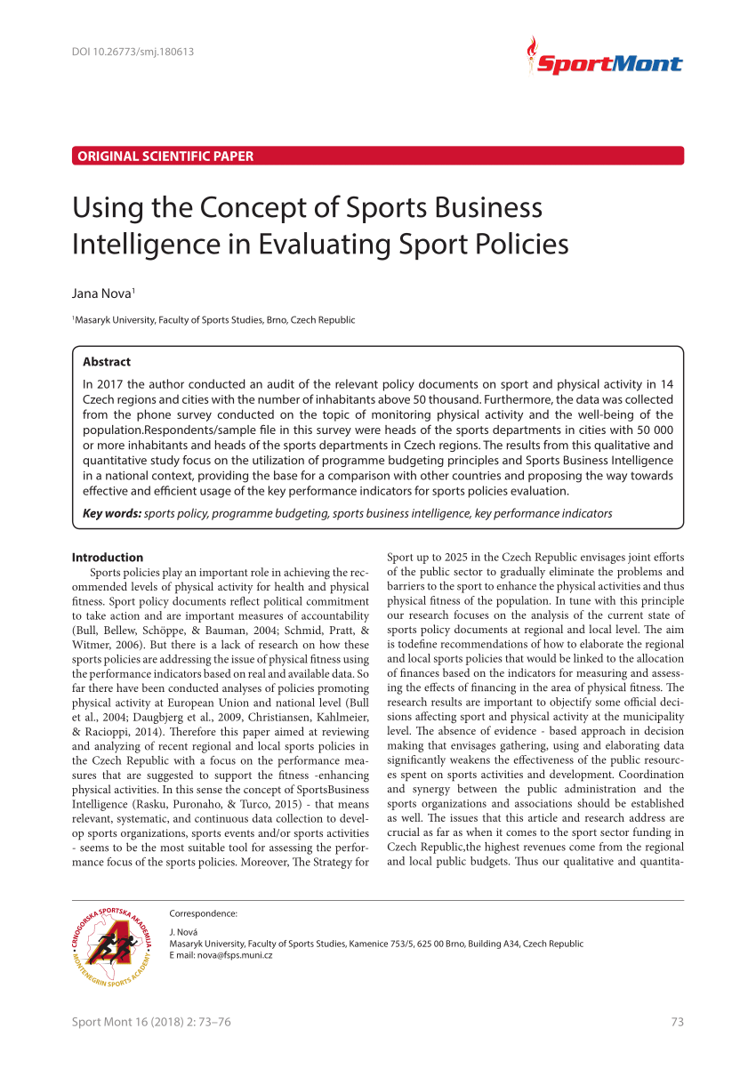 (PDF) Using the Concept of Sports Business Intelligence in Evaluating