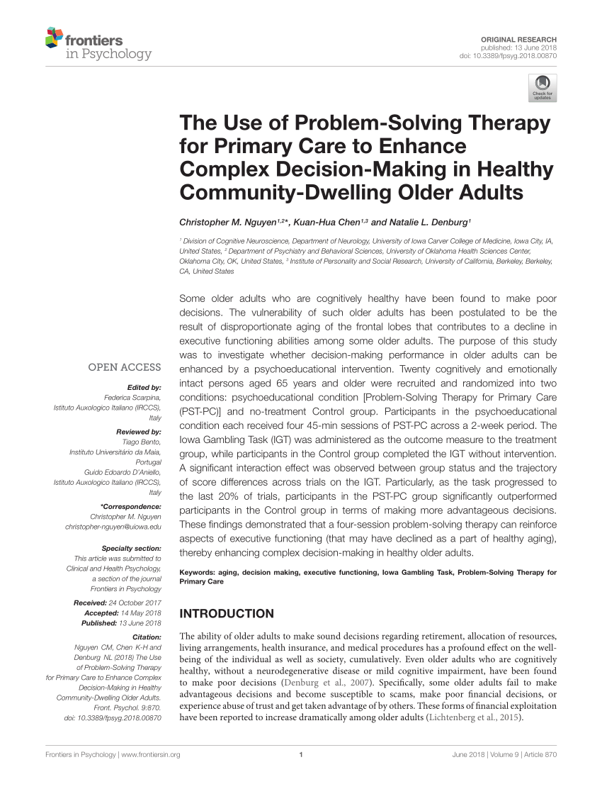 problem solving therapy pdf