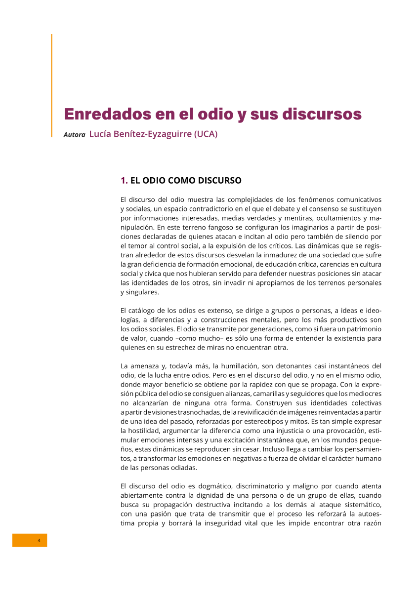 Pdf Enredados En El Odio Y Sus Discursos