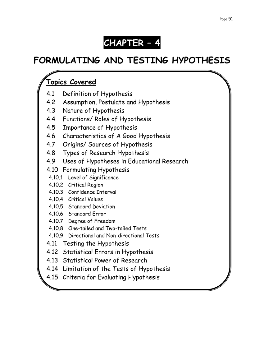 formulation and testing of hypothesis pdf