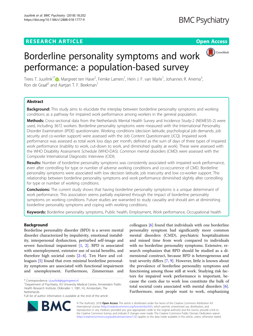 pdf) prevalence rates of borderline personality disorder symptoms: a