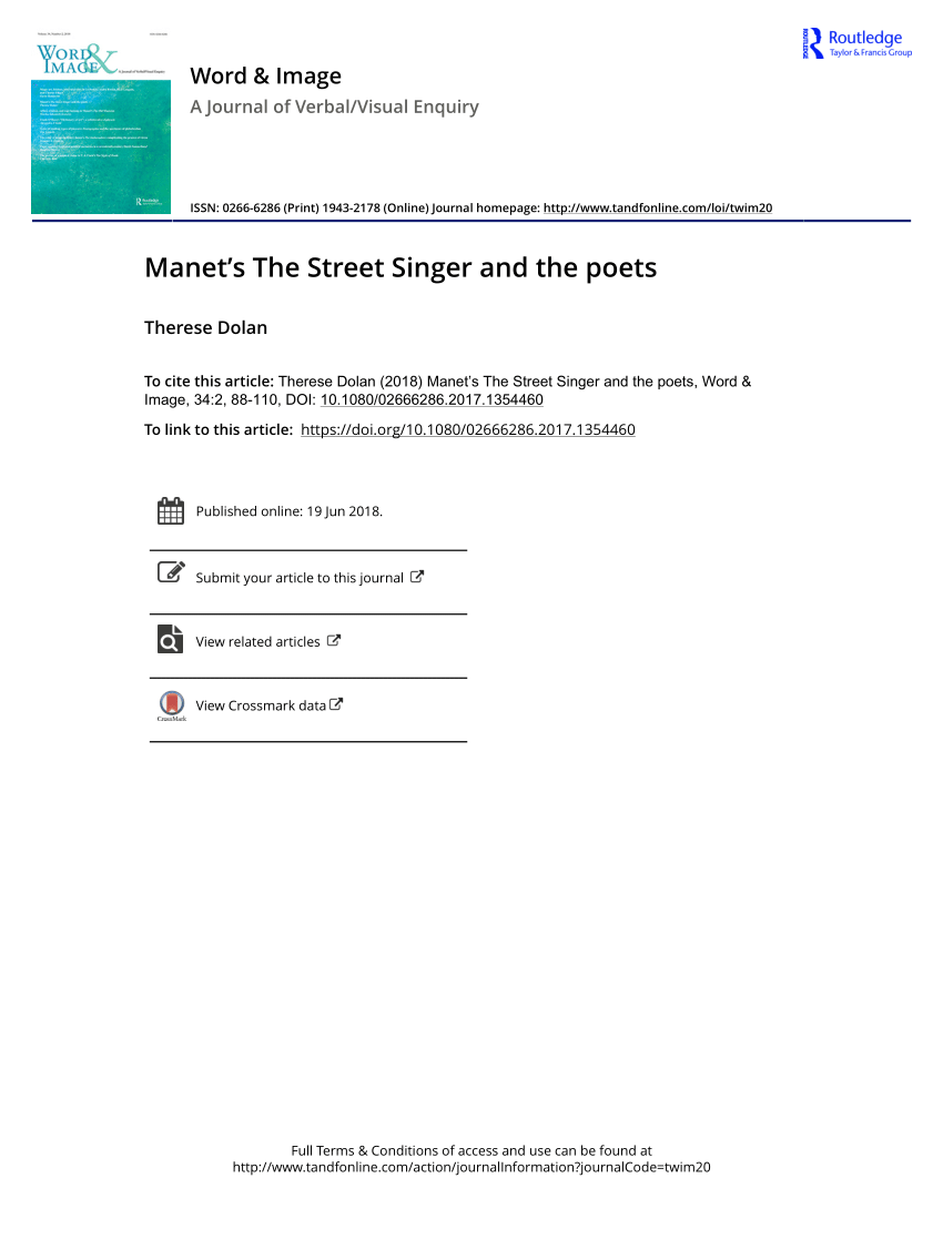 Pdf Manet S The Street Singer And The Poets
