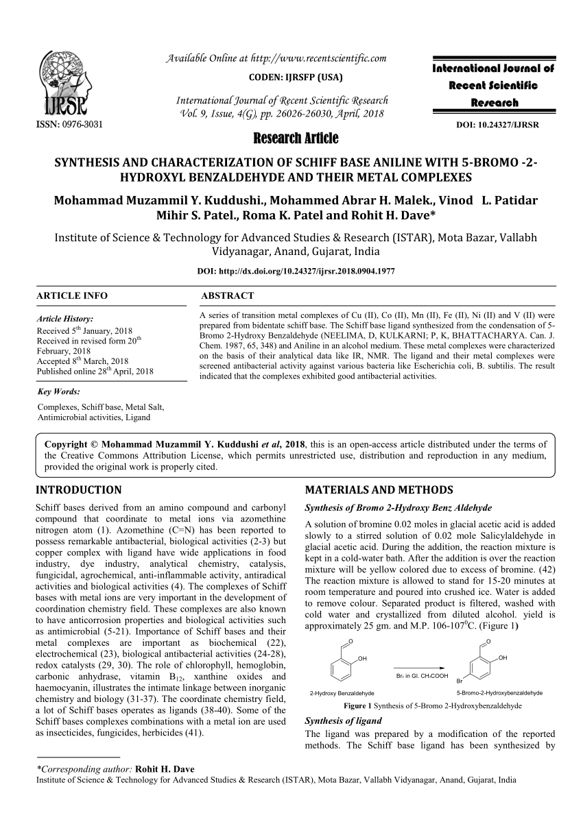 schiff base research paper pdf